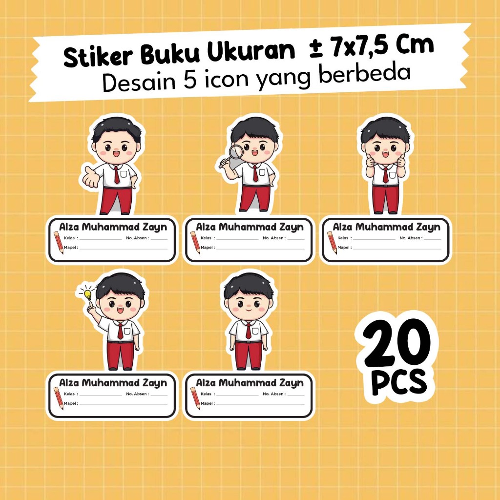 Jual 20 Pcs Stiker Mapel Buku Sekolah COWOK | Shopee Indonesia
