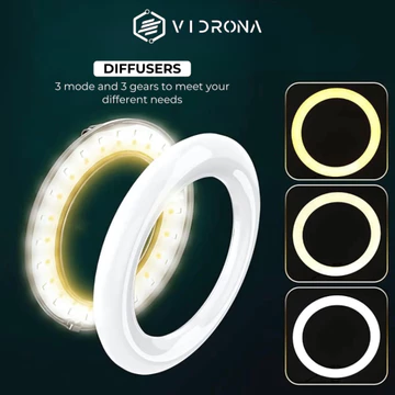 VIDRONA Ring Light LED 26CM Tripod 1 Meter Paket Komplit Konten Kreator Live Stream ELK 27