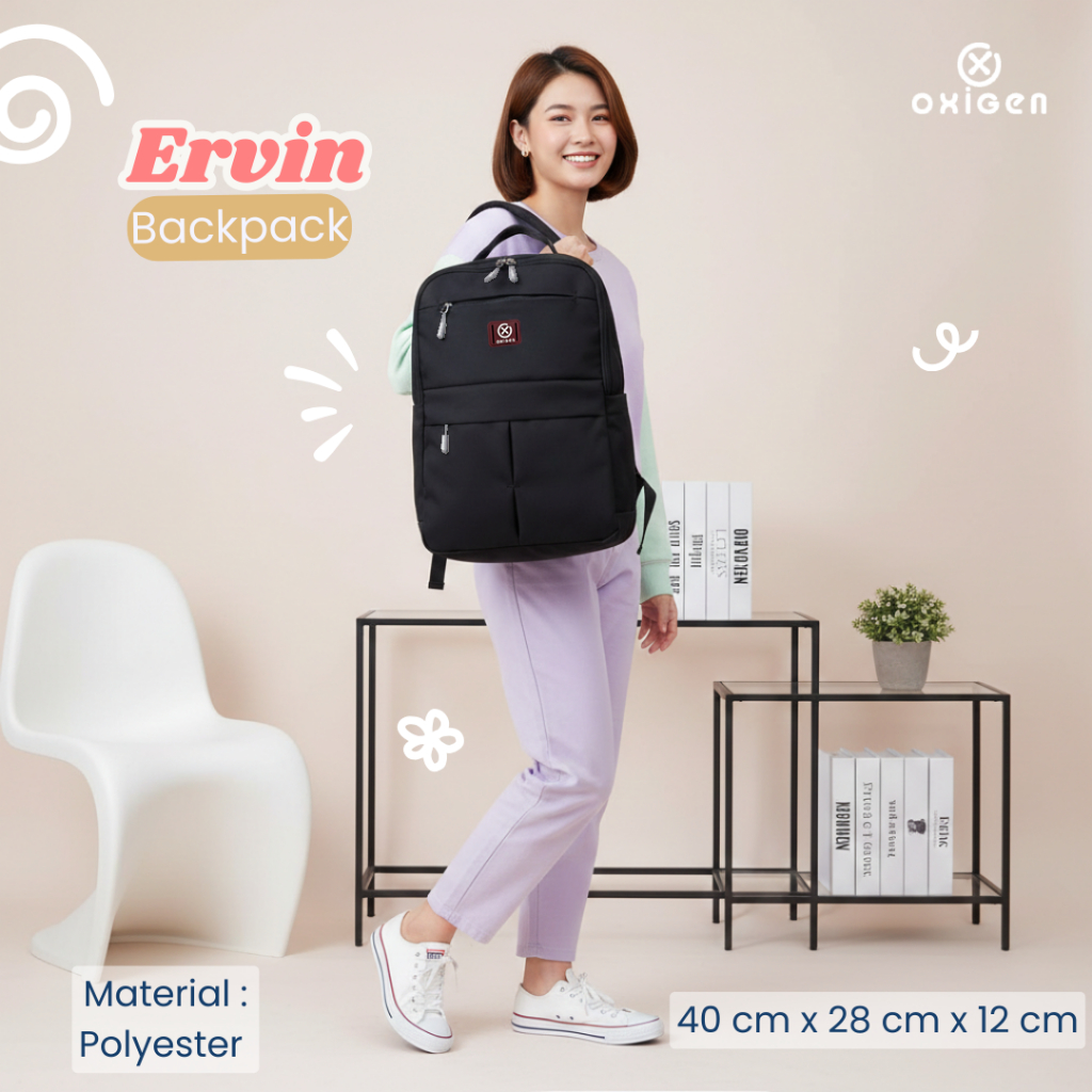 Jual Oxigen Ervin Tas Ransel Laptop Wanita Polyester Backpack Free ...
