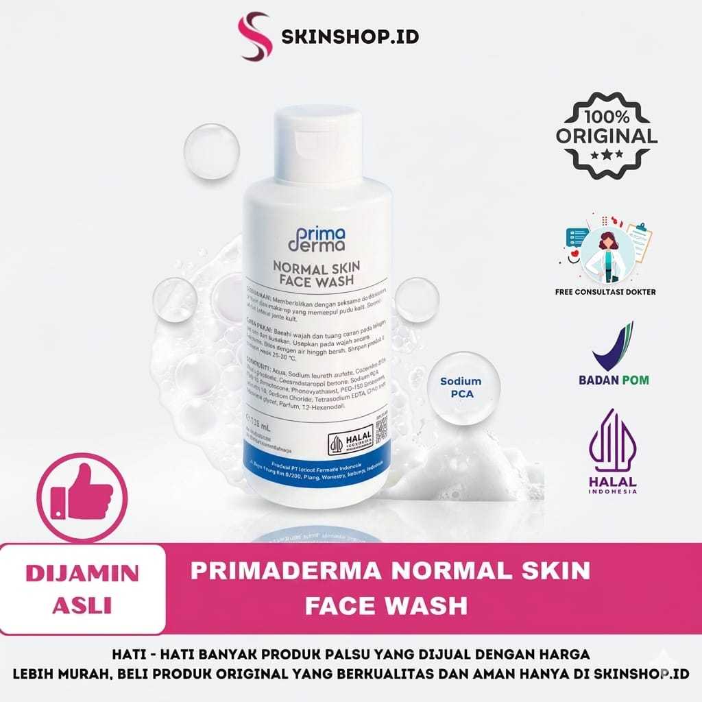 Primaderma Normal Skin Face WASH 135ml Original / Sabun Wajah Normal BPOM Aman