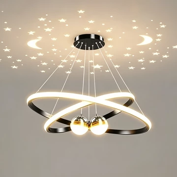 MOOOZ Lampu Gantung LED Modern 3 Ring Gold Lampu Hias Ruang Tamu Meja Makan Minimalis Mewah