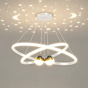 MOOOZ Lampu Gantung LED Modern 3 Ring Gold Lampu Hias Ruang Tamu Meja Makan Minimalis Mewah