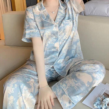 Baju Tidur Wanita Lengan Panjang Satin Premium Korea Piyama Wanita Dewasa Setelan Tie Dye
