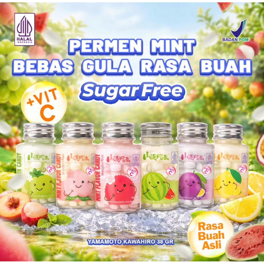 Jual Yamamoto kawahiro Permen Mint Tanpa Gula 38gr - Rasa Buah Segar ...