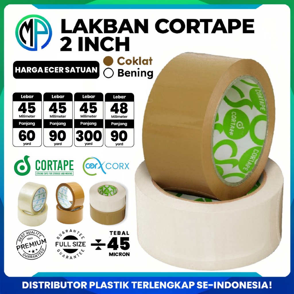 Jual Lakban Cortape Bening dan Coklat 2inch 48mm x 90yard Plakban ...