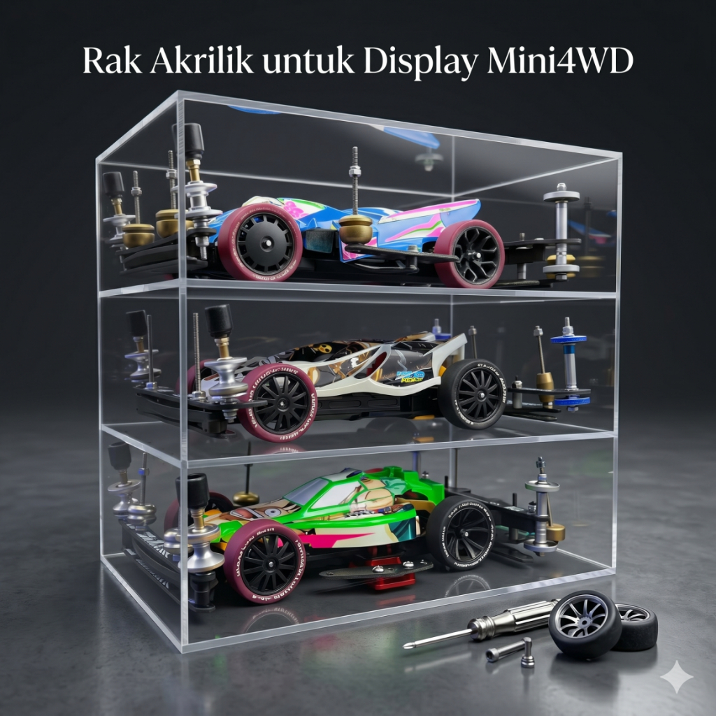 Jual Rak Akrilik Mobil Tamiya Mini 4WD Wadah Display Kotak Aksesoris ...