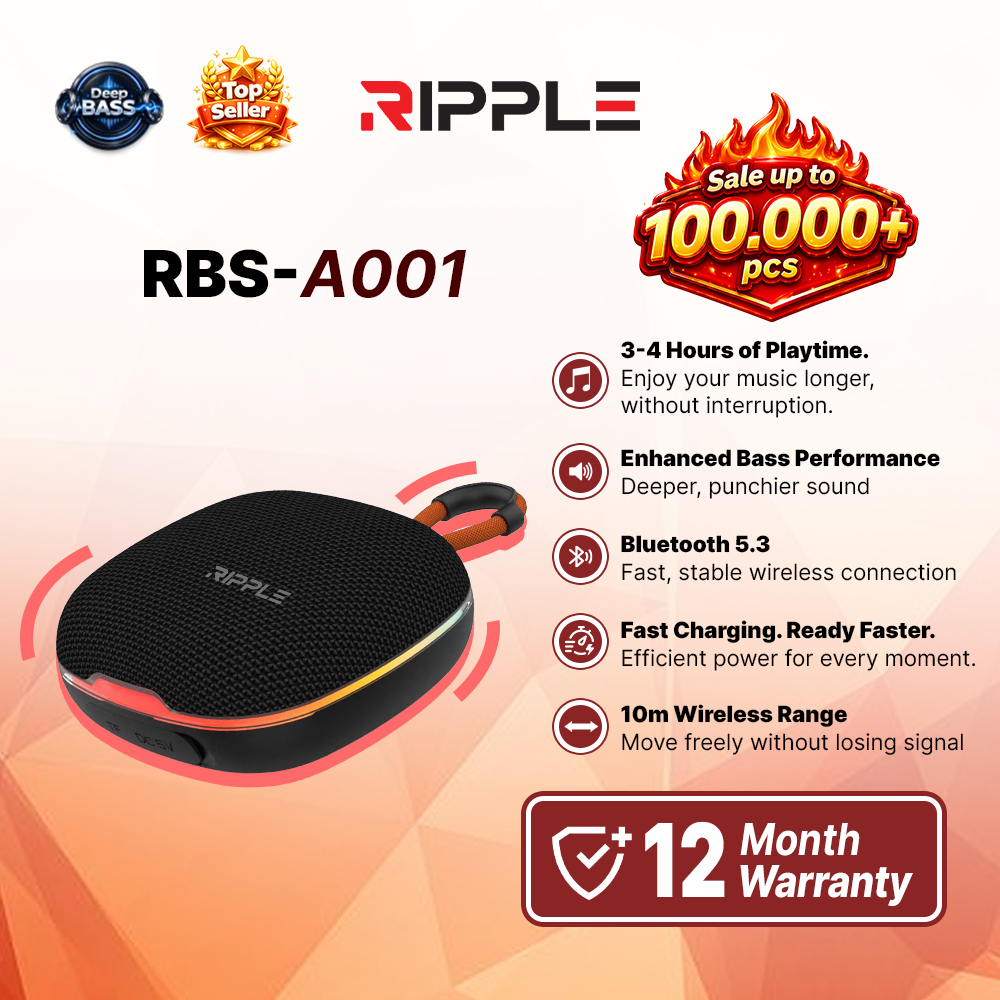 Jual Ripple Bluetooth Speaker RBS C038/RBS A001 Heavy Bass 360 Derajat ...