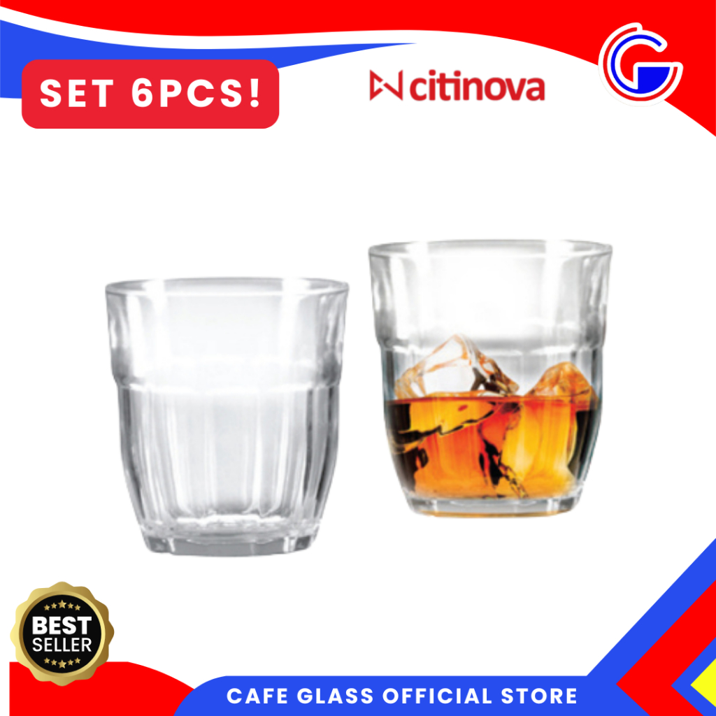 Gelas Kaca Veronica Set 6pcs - Gelas Minum Aesthetic Cafe Hotel Restoran Citinova