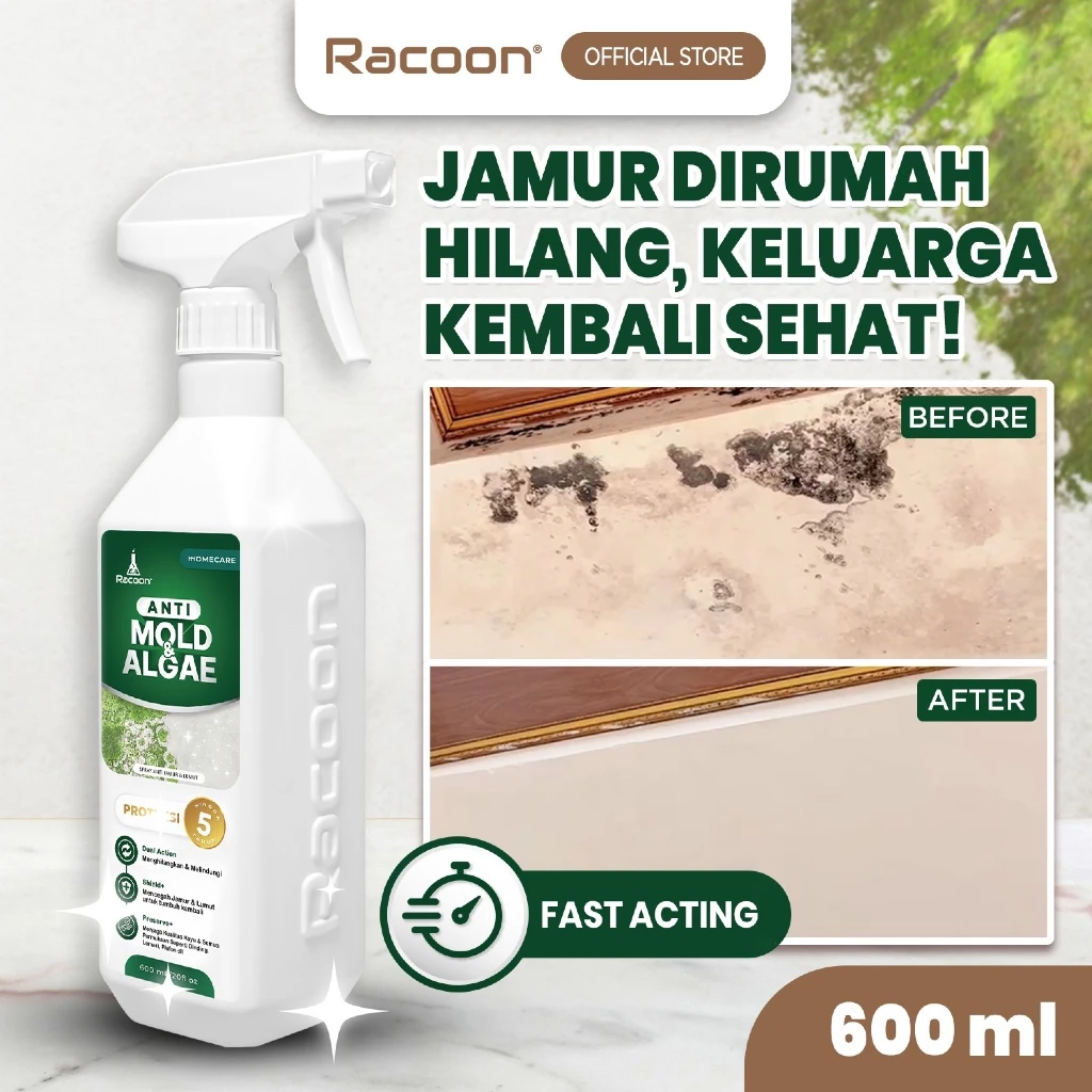 RACOON Anti Mold & Algae Spray Anti Jamur & Lumut Semua Permukaan 600ML - foto 1