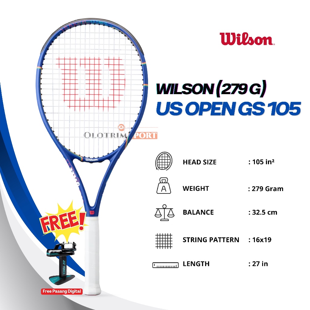 Jual Raket Tenis WILSON US OPEN GS 105 279g Racket Tennis Original ...