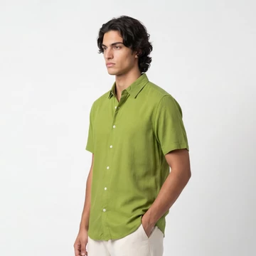 VENGOZ Kemeja Pria Pendek Slim Fit Viscose Red Wine SS