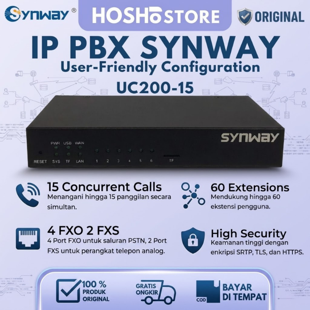 Jual IP PBX SYNWAY UC200-15 60 Ext 4 FXO 2FXS | Shopee Indonesia