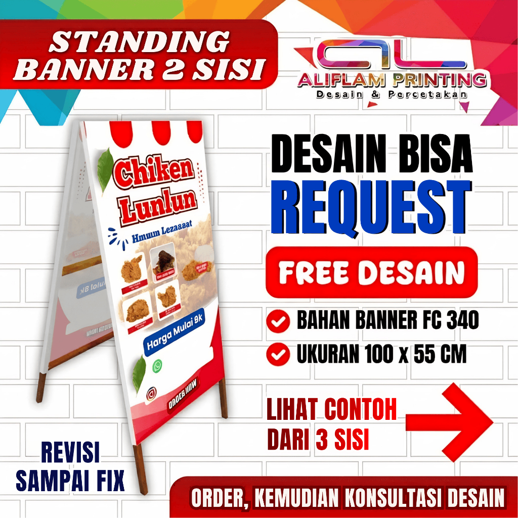 Jual Standing Banner Kayu 2 SISI SIAP PAKAI + GRATIS DESAIN Banner ...