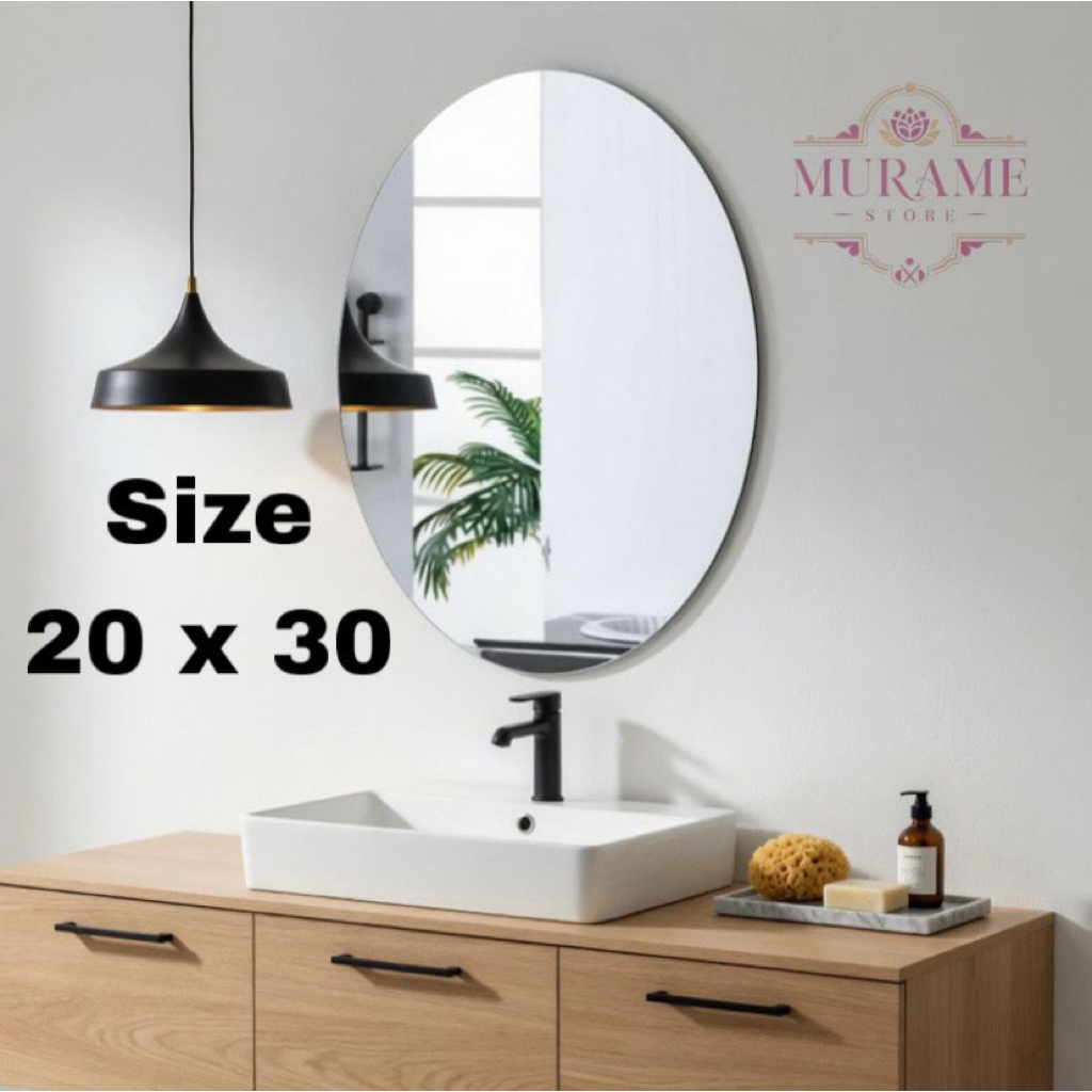 Jual MURAME Stiker Cermin Oval 20 x 30 CM - Kaca Tempel Dinding [MOHON ...