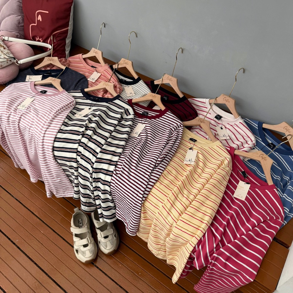 Jual Outfix Stripe Tee - Atasan Kaos Katun Casual Garis Garis S M L XL ...