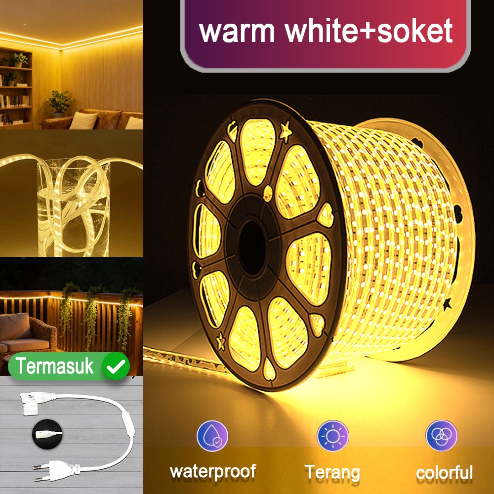 Lampu LED Strip Selang Warm White 220V 5m-30m foto 3