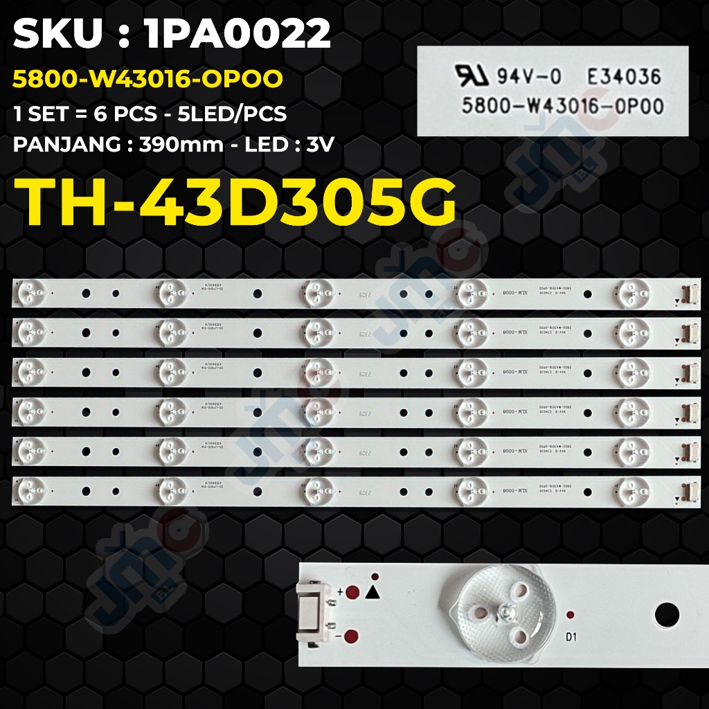 Jual Backlight TV PANASONIC 43 Inch TH-43D305G 5800-W43016-OPOO