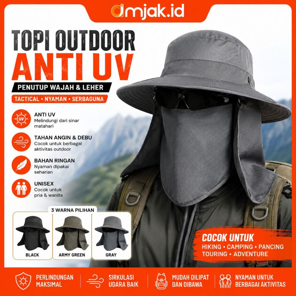 Jual Topi Rimba Tactical Anti UV Penutup Wajah & Leher Untuk Hiking ...