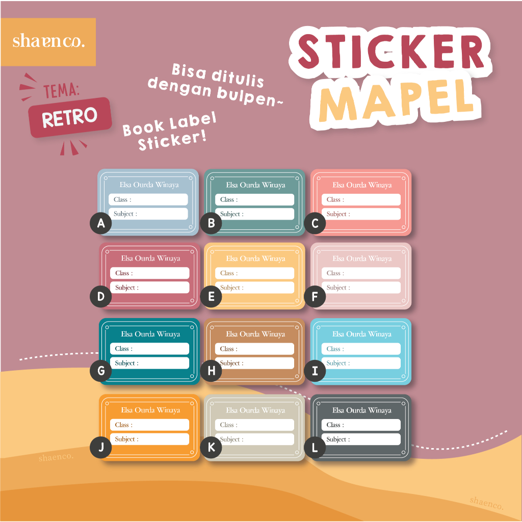 Jual STIKER MAPEL LABEL BUKU PELAJARAN SEKOLAH BOOK LABEL STICKER TEMA ...