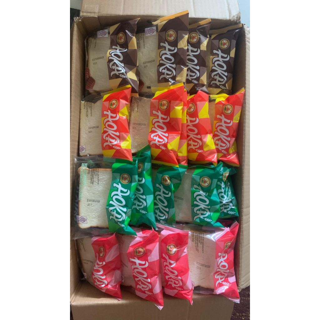 Jual roti aoka promo 1 dus isi 60 pcs roti exp aman bisa mix atau satu ...