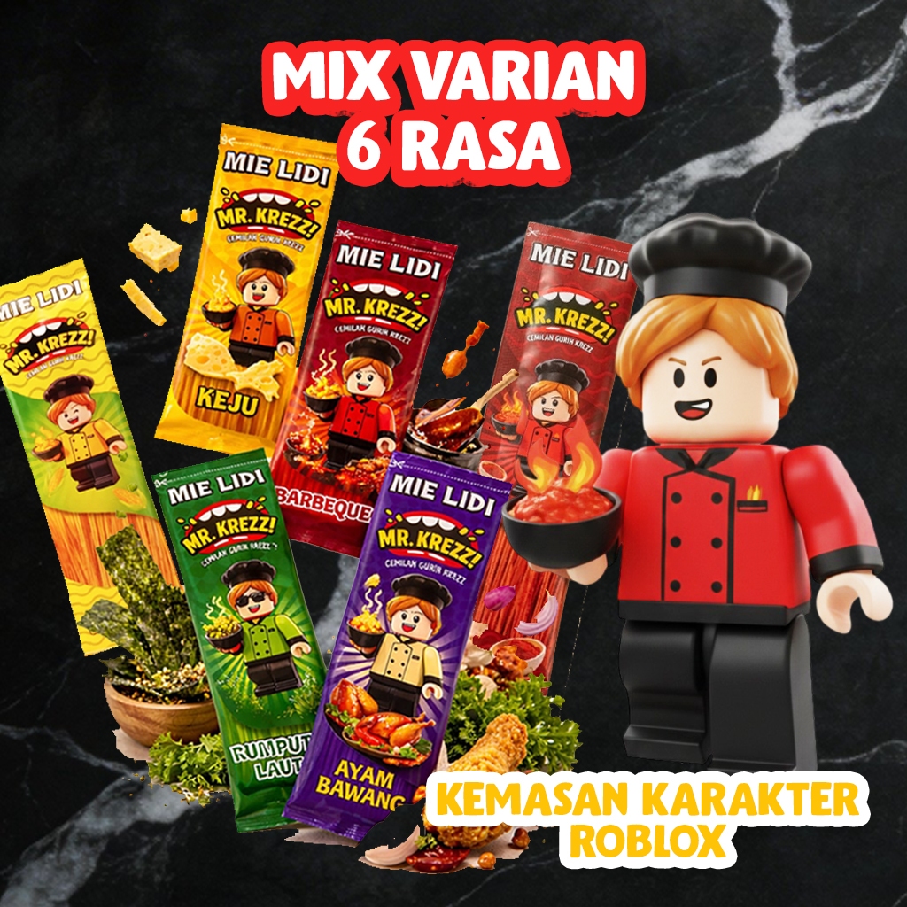 Jual MIE LIDI MRKREZZ 120PCS 6 RASA BALADO BARBEQUE RUMPUT LAUT KEJU ...
