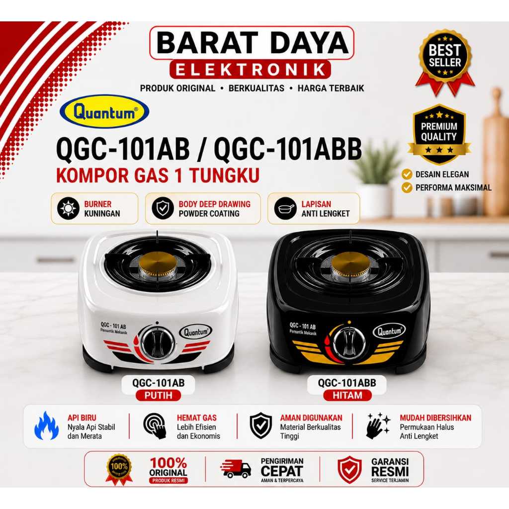 Jual Quantum Kompor gas 1 Tungku QGC-101AB/QGC-101ABB Burner kuningan ...