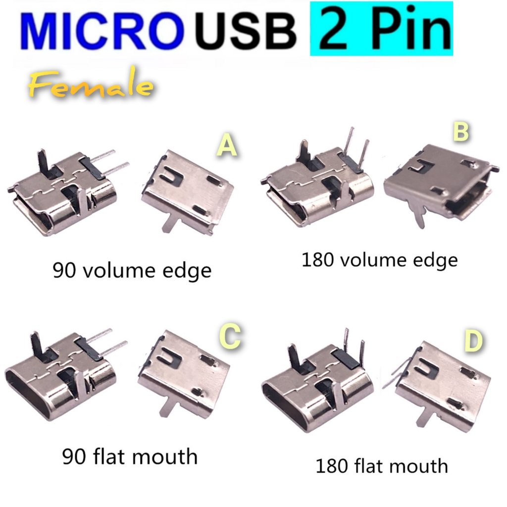 Jual Konektor Micro Usb 2 Pin 90 Derajat Tipe B Female for Android ...