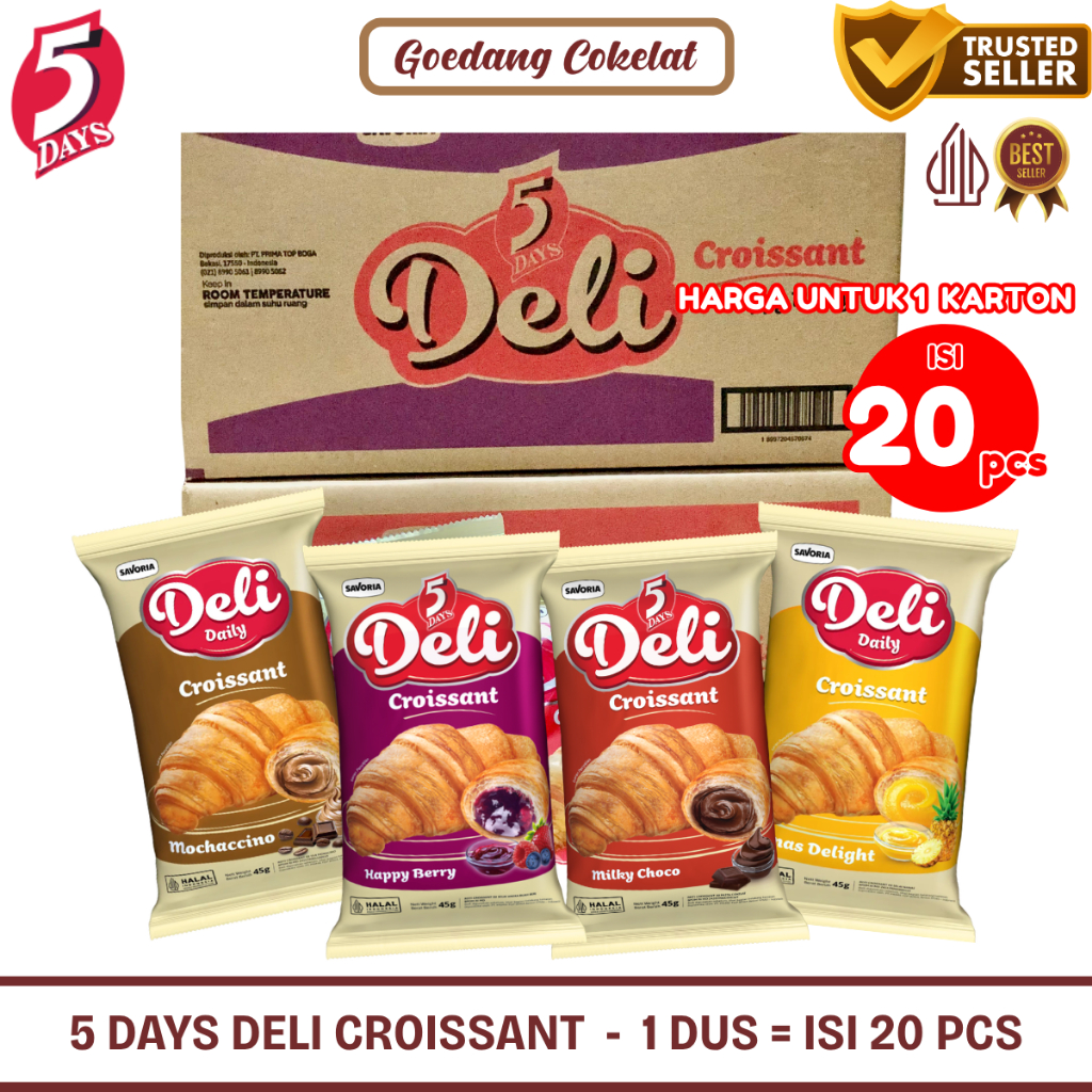 Jual 5 DAYS DELI CROISSANT Kroisan Roti Puff Pastry Rasa Coklat ...