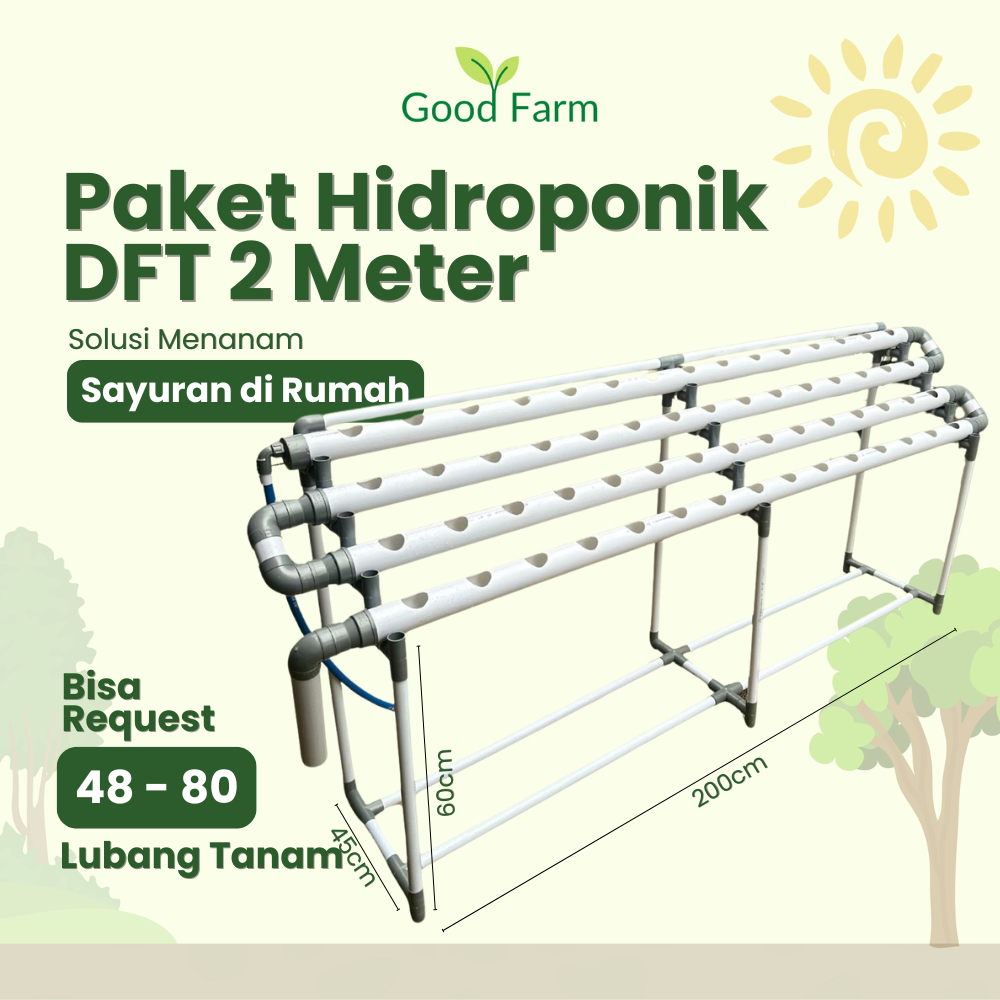 GoodFarm - Paket Instalasi Hidroponik DFT 2 Meter Rumahan