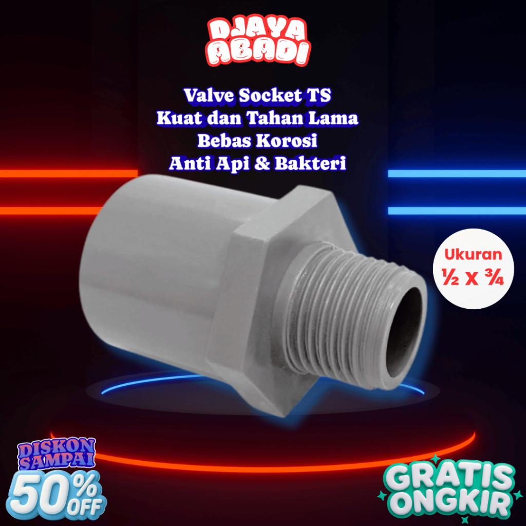 Jual Sambungan Pipa PVC SDL Sok Drat Luar TS 1/2 x 3/4 Inci - Fitting ...