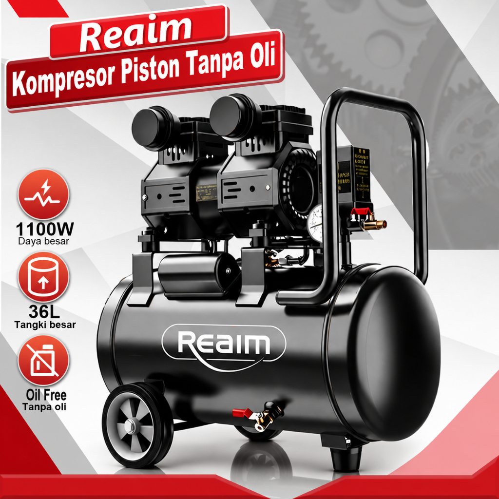 Jual Reaim Kompresor Angin Listrik 36L Oilless Kompresor Listrik 1100W ...