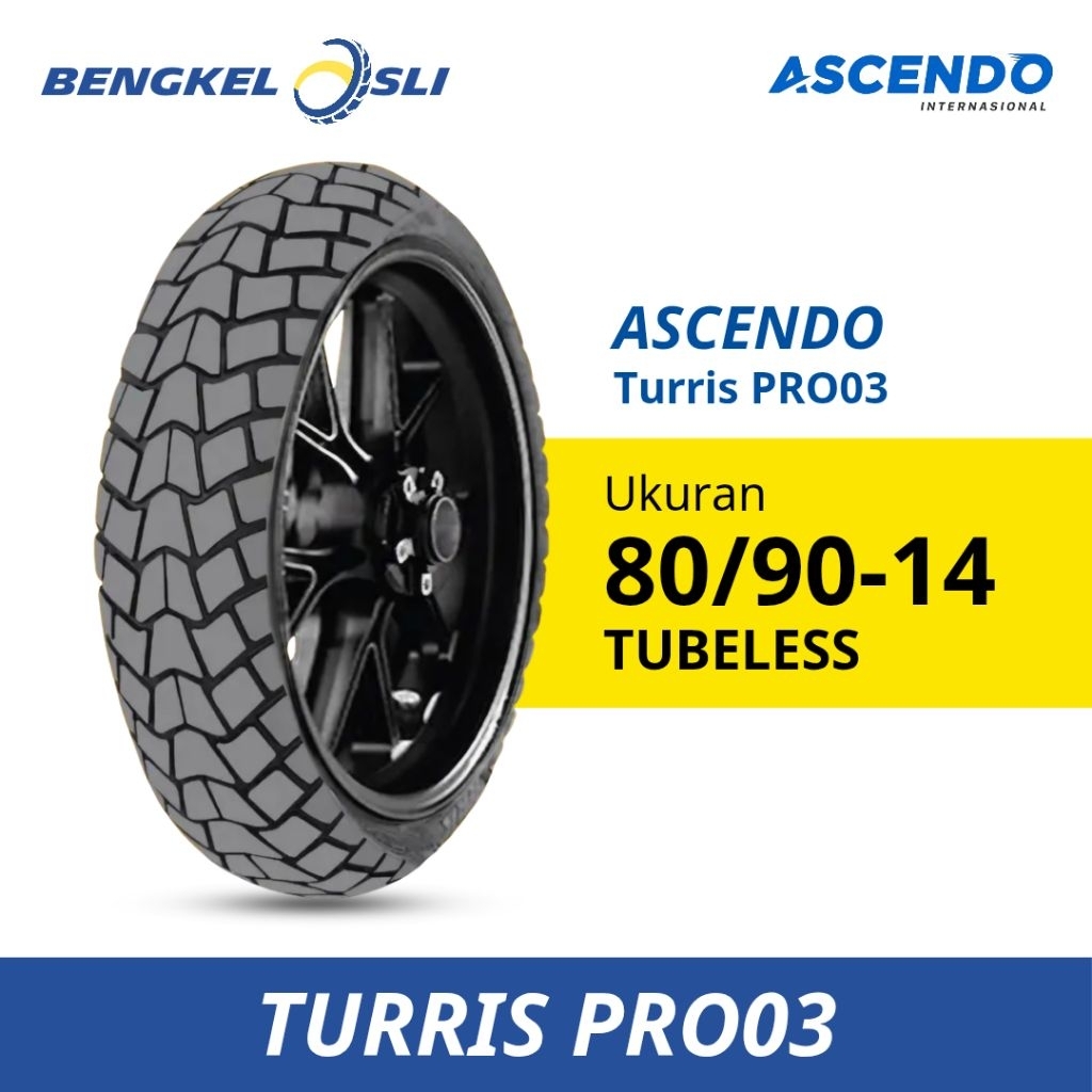Jual Ban Motor Cruiser ASCENDO TURRIS PRO03 Ring 14 80/90-14 Tubeless ...