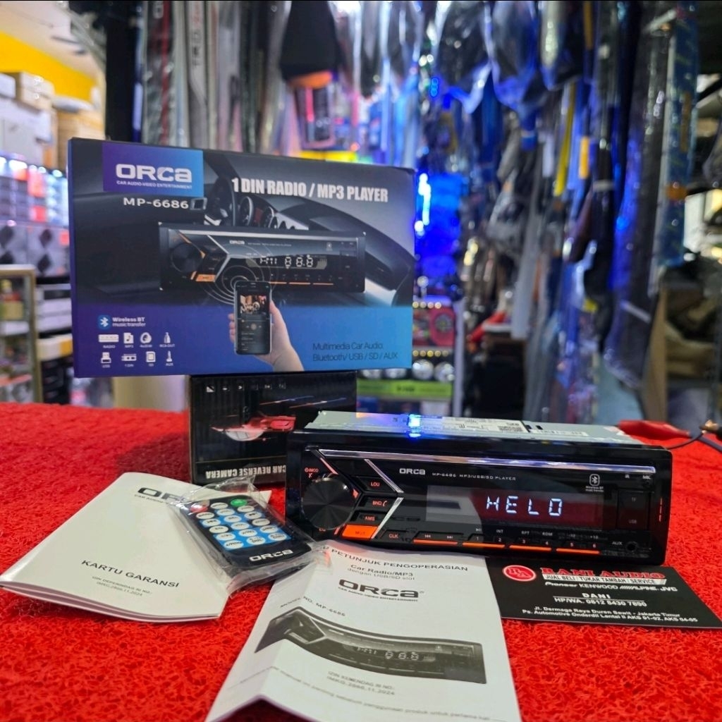 Head Unit Single Din ORCA MP-6250 bluetooth usb radio