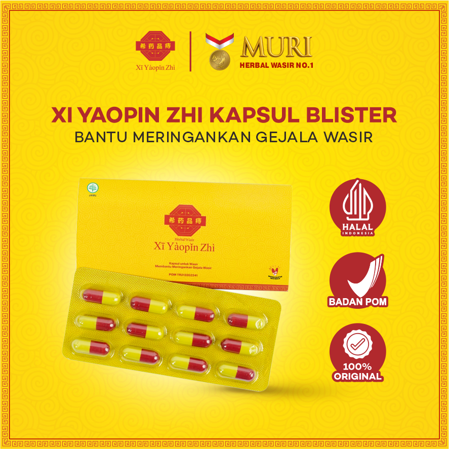 XI YAOPIN ZHI Blister Kapsul Ambeien Atasi Benjolan Wasir Dalam  Redakan Nyeri dan Perih Saat BAB Isi 12 Kapsul