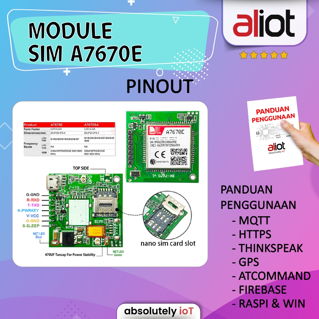 Jual SIM A7670E MODUL LTE CAT1 SIM7670E modul 4g Lte bukan sim7000 ...
