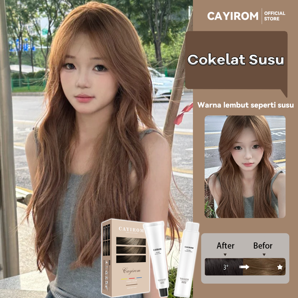 Jual CAYIROM Hair Color Cokelat Susu Cat Rambut Viral 2026 Tahan Lama ...