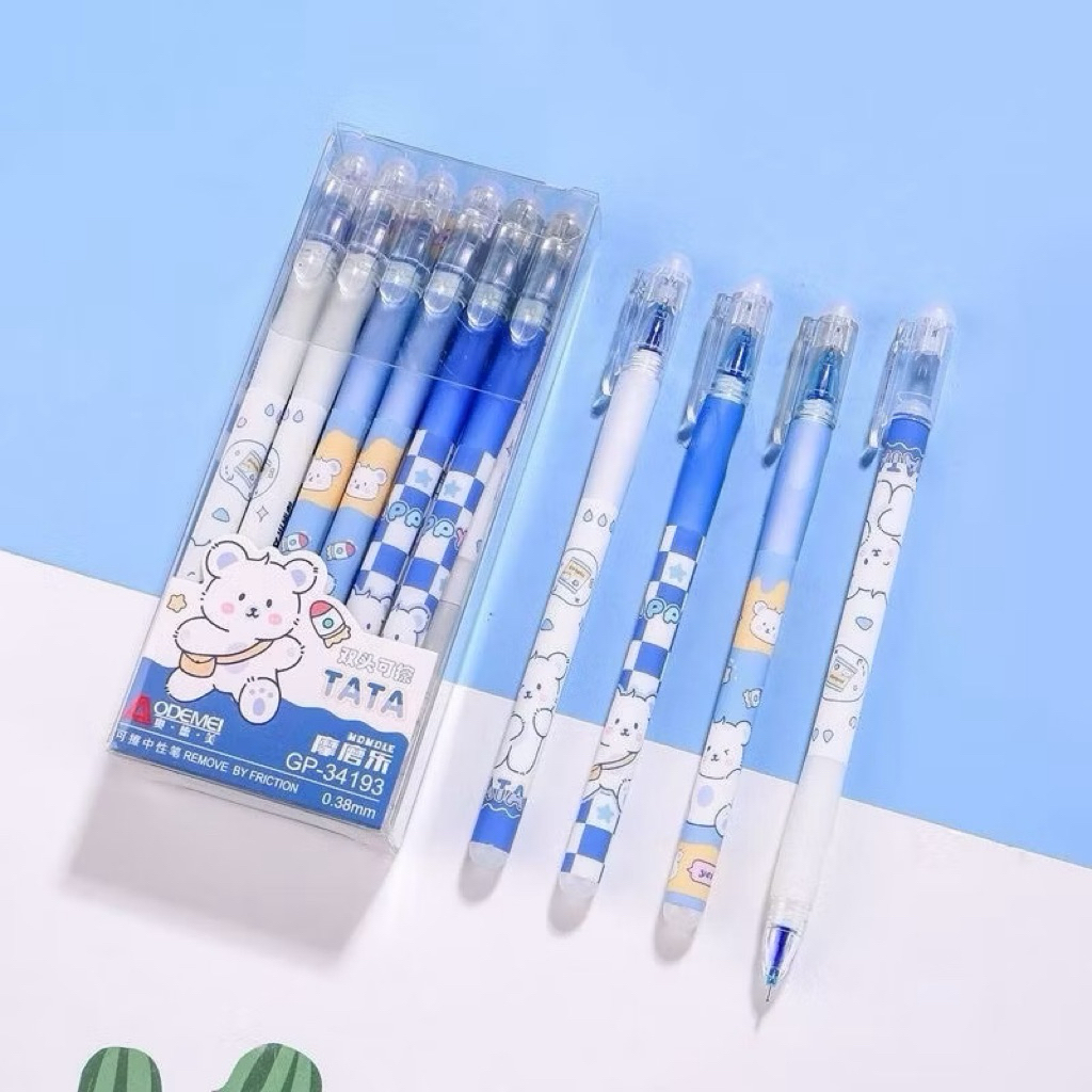 Jual (2 Pcs) Bolpen Gel Hapus /Pulpen Gel Hapus ODEMEI / Hitam Estetik ...