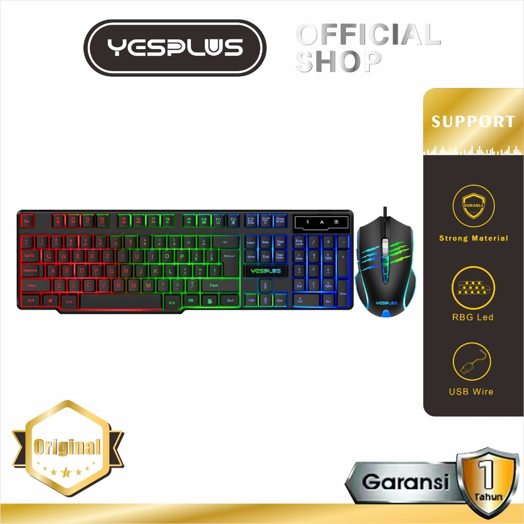 Jual Keyboard Gaming Set YESPLUS YS-1301 Mouse Gaming Full Set RGB ...