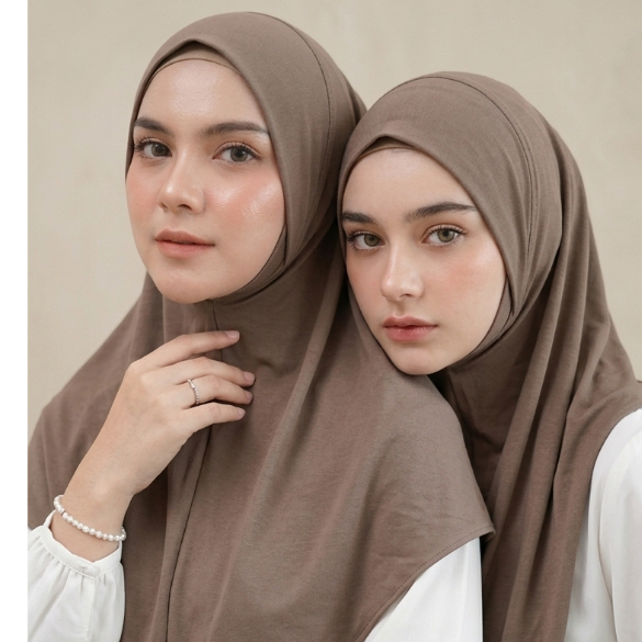 Hijab Bergo Dagu Malaysia Jersey Premium/Hijab Instan Dagu Malaysia