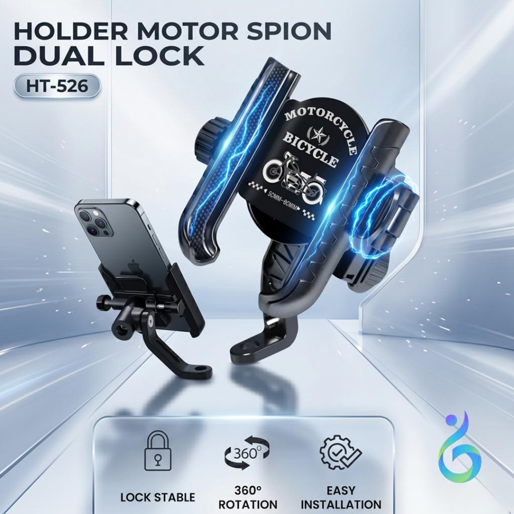 Jual Holder HP Motor Motogrip Double Lock Anti Jatuh Jambret Mobile ...