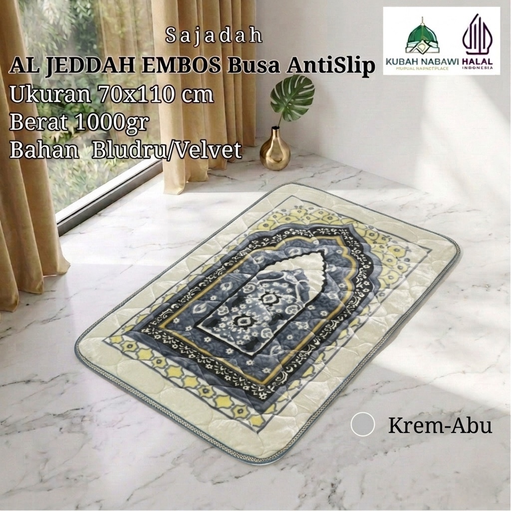 AL JEDDAH PREMIUM 70x110cm| Sajadah Busa Anti Slip Super Tebal Empuk Jumbo Embos Timbul imam mihrab