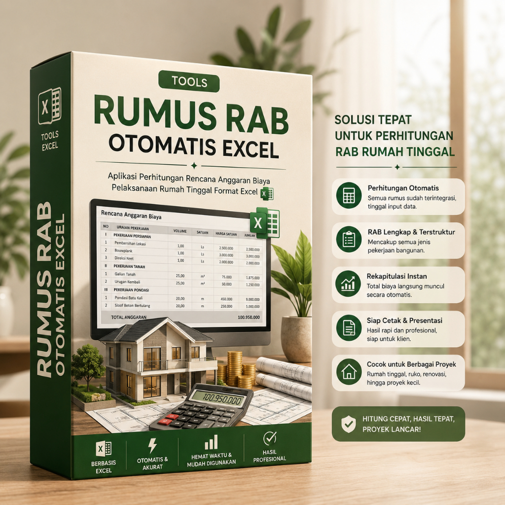 Jual TOOLS RUMUS RAB OTOMATIS EXCEL Aplikasi Perhitungan Rencana ...
