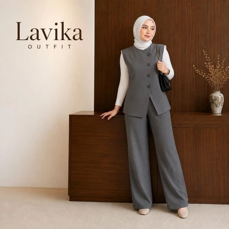 Foto 4 Setelan Vest & Celana Wanita Celana Panjang Bahan Semiwoll Premium | 010