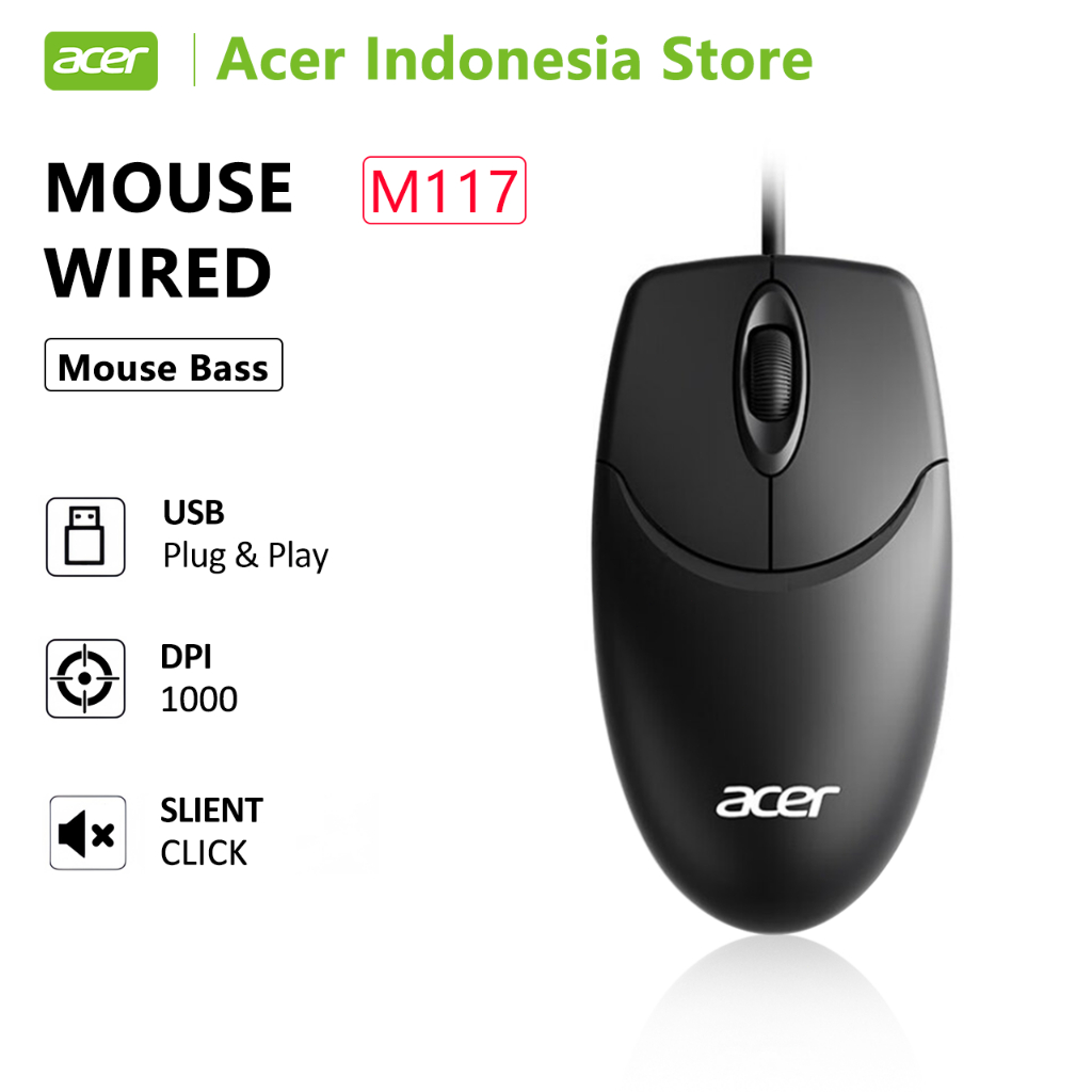 Jual Acer M117 USB Wired Mouse Bass Mouse For Business,Office,Home ...