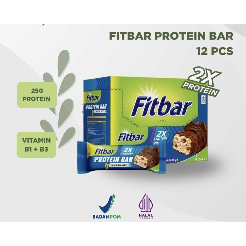 Jual Fitbar Protein Chocolate Bar 1 Box isi 12 pcs @25gr Double Protein ...