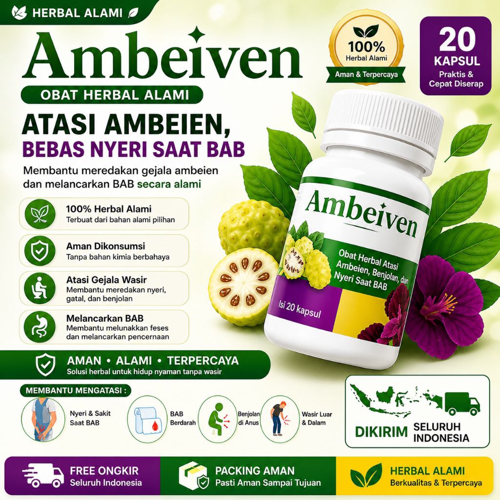 AMBEIVEN - Obat Herbal Alami untuk WASIR/AMBEIEN Stadium 1-4 Suplemen Kesehatan untuk Benjolan/Nyeri disekitar Anus BPOM Terbaik Fitofarmaka TCM Ambefit