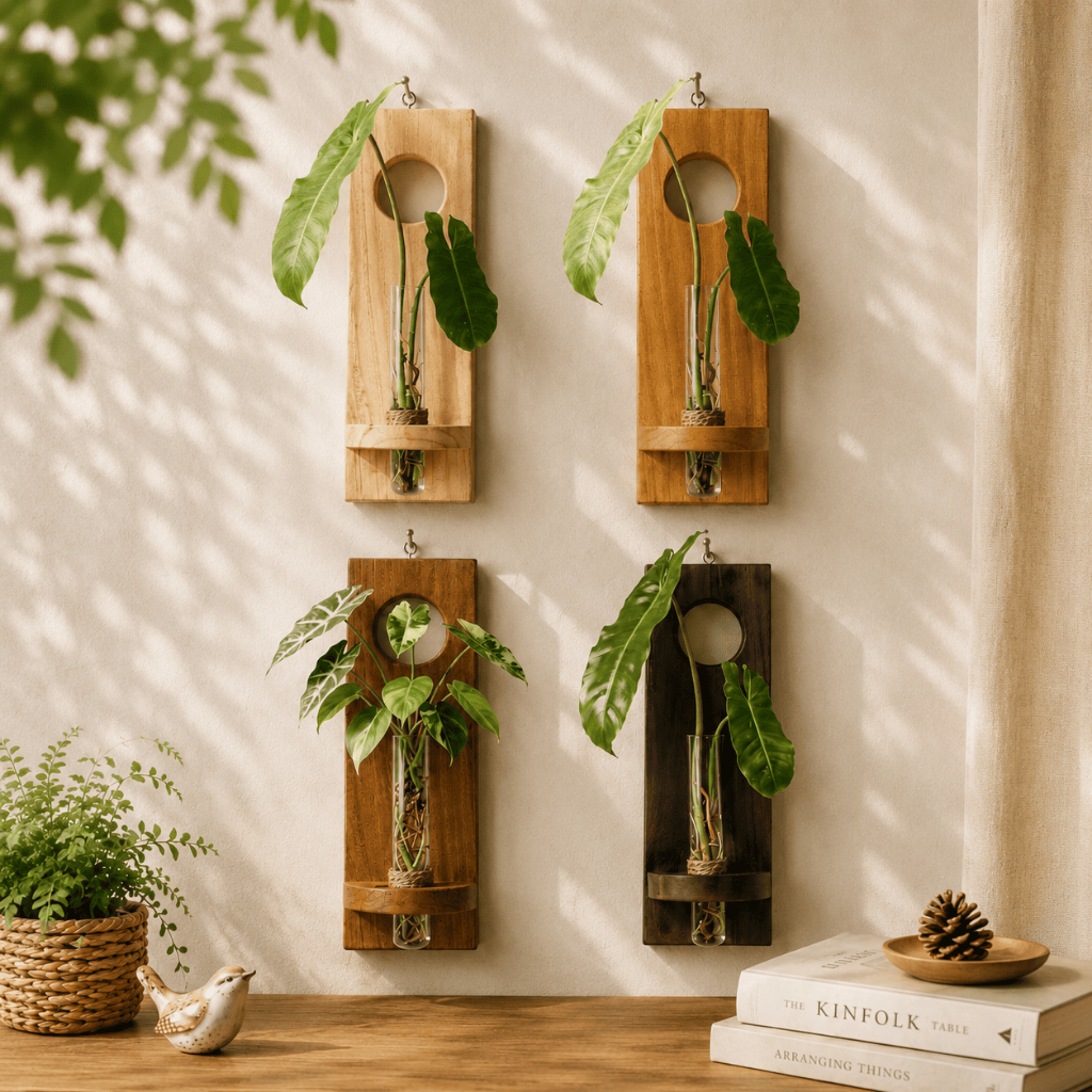 NEW PRODUCT VAS BUNGA GANTUNG AESTHETIC KARYA SANTRI KAYU MAHONI HIASAN DINDING 30% DISALURKAN KE PESANTREN