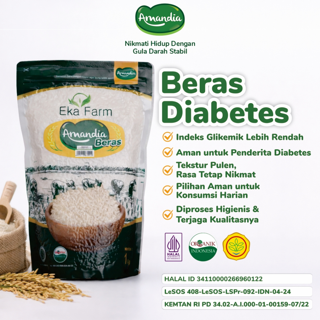 Beras Diabetes Amandia Organik Rendah Indeks Glikemik 1kg