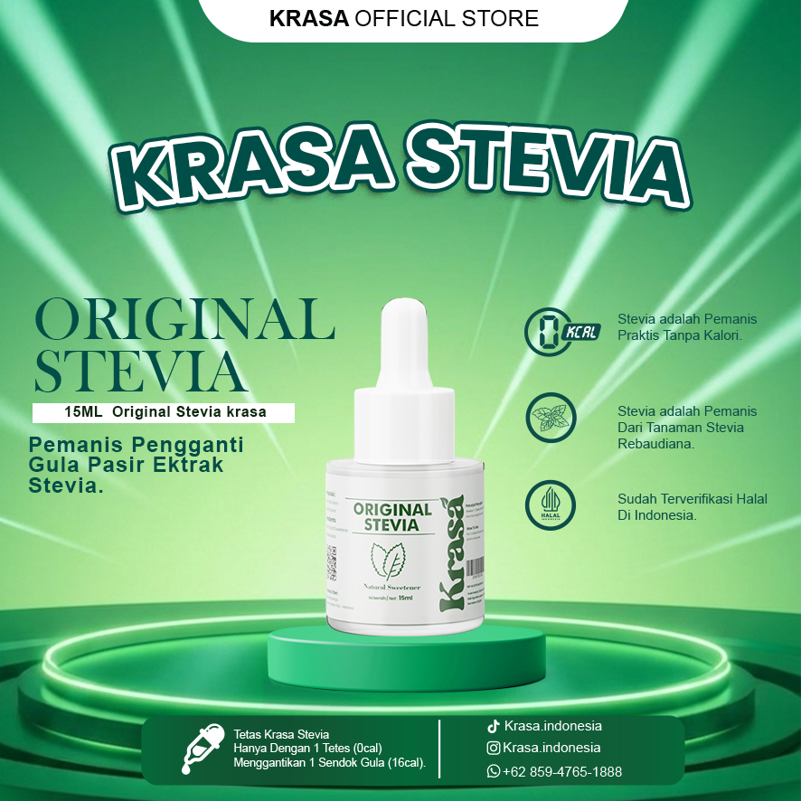 KRASA  Stevia Cair 15ML - Pemanis Pengganti Gula Diet 0 Kalori Halal