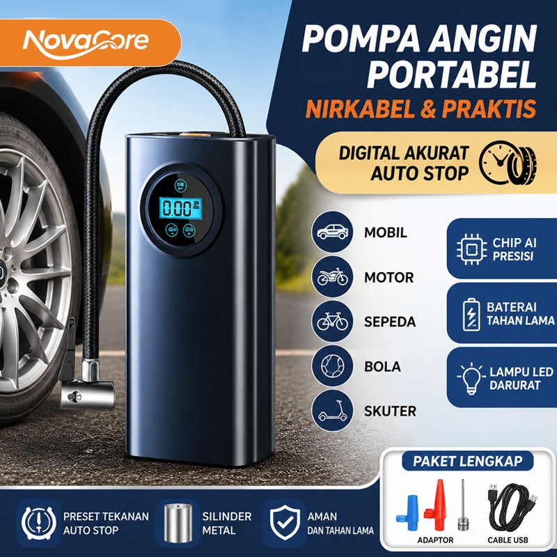 Jual Novacore Pompa Ban Elektrik Portable Wireless Digital Mini Air ...